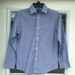 Blue Chaps Cotton  Long Sleeve Button Down small lines and dots